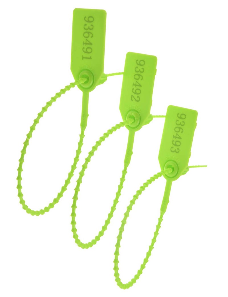 XF-Vel Plastic Security Seals Disposable Tags Safety Padlocks Zip Ties Numbered 9.84 inches Green 200 pcs per Bag - Image 1